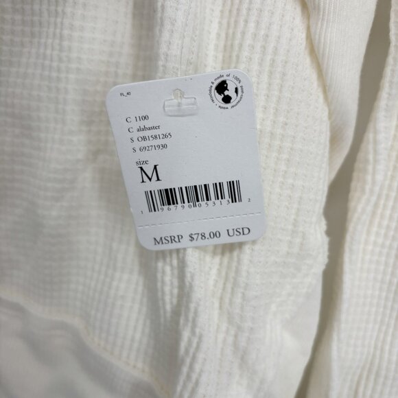 Free People Women's Santa Clara V-Neck Pullover Thermal Top Off-White Medium NWT - Picture 7 of 7